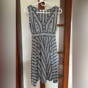 Max Studio Navy and White Striped Mini Dress